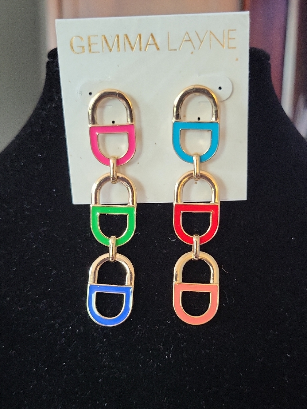 Gemma Layne Colorful Gold-tone & Enamel Long Earrings